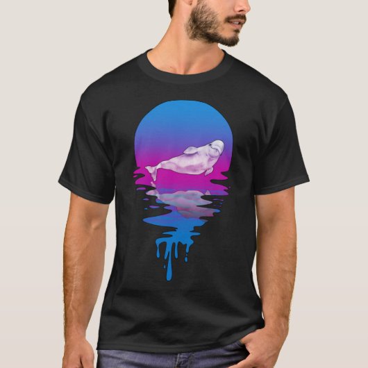  Retro Sunset Beluga Whale T-shirt (Voorkant)