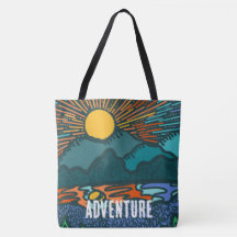 Retro Sunset Bergen Print Knip en Naai Tas
