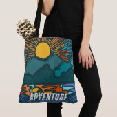 Retro Sunset Bergen Print Knip en Naai Tas (Dichtbij)