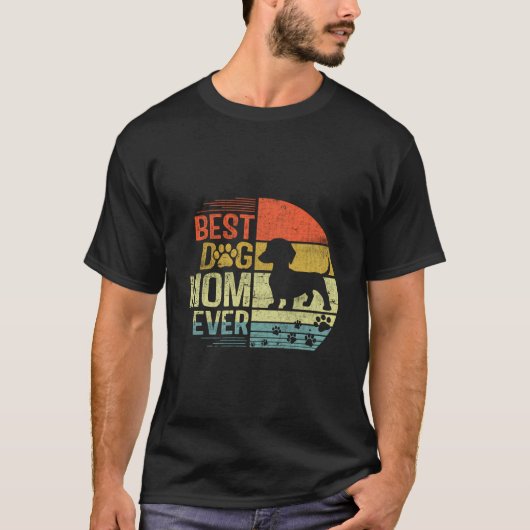 Retro Sunset Beste Tachshund Hond Moeder Ooit C T-shirt (Voorkant)