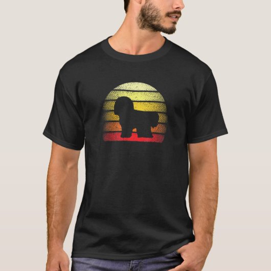 Retro Sunset Bichon Frise Dog Theme Design T-shirt (Voorkant)
