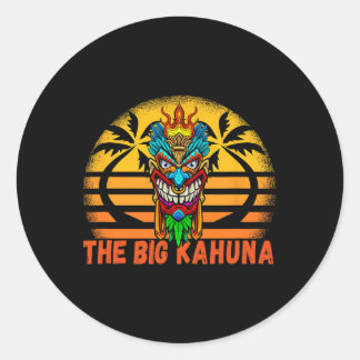 Retro  Sunset Big Kahuna Hawaiian Mask Tiki Ronde Sticker