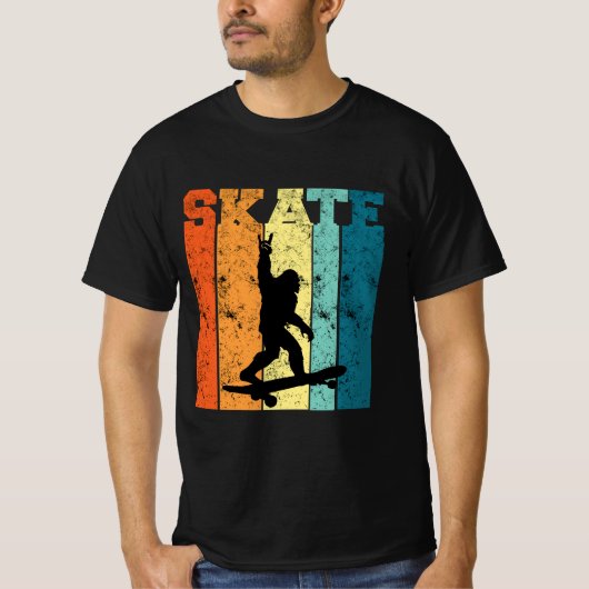  retro sunset bigfoot skateboardskater t-shirt (Voorkant)