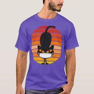 Retro Sunset Black Cat met gezichtsmasker Happy Co T-shirt