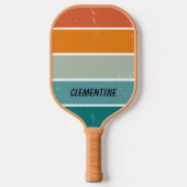 Retro Sunset Blauw en Sinaasappel Gepersonaliseerd Pickleball Paddle (Voorkant)