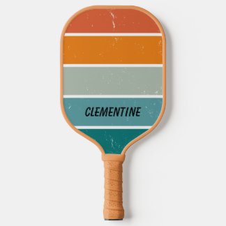 Retro Sunset Blauw en Sinaasappel Gepersonaliseerd Pickleball Paddle
