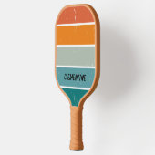 Retro Sunset Blauw en Sinaasappel Gepersonaliseerd Pickleball Paddle (Links)