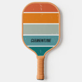 Retro Sunset Blauw en Sinaasappel Gepersonaliseerd Pickleball Paddle (Achterkant)