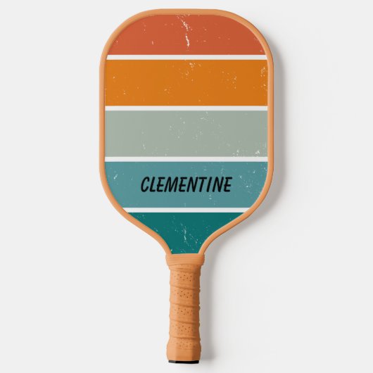 Retro Sunset Blauw en Sinaasappel Gepersonaliseerd Pickleball Paddle (Achterkant)