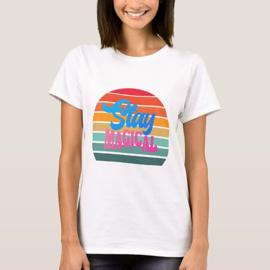 Retro Sunset Blijf Magisch T-shirt (Voorkant)