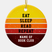 Retro Sunset Book Club Eat Sleep Herhalen Keramisch Ornament (Voorkant)