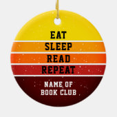 Retro Sunset Book Club Eat Sleep Herhalen Keramisch Ornament (Achterkant)