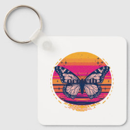 Retro Sunset Butterfly Sleutelhanger