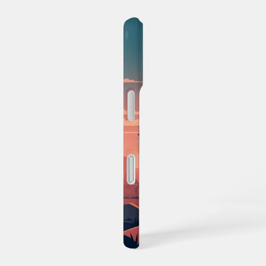 Retro Sunset Cacti iPhone 16 Hoesje (Rechterkant)