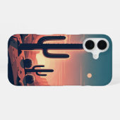 Retro Sunset Cacti iPhone 16 Hoesje (Achterkant horizontaal)