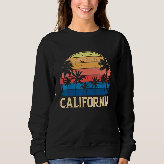 Retro Sunset California Mannen Vrouwen 6 Trui (Voorkant)