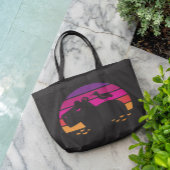 Retro Sunset Capybara en Bird Tote Bag