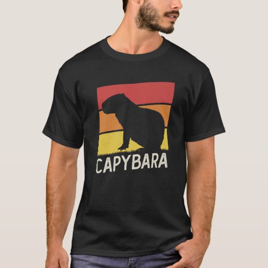  Retro Sunset Capybara Wild Animal Rodent C T-shirt (Voorkant)