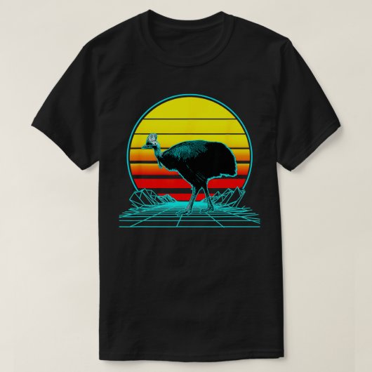 Retro  Sunset Cassowary T-shirt (Design voorkant)
