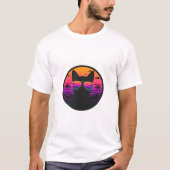 Retro Sunset Cat Aviator Sunglasses Vaporwave  T-shirt (Voorkant)