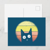 Retro Sunset Cat Briefkaart (Voorkant / Achterkant)