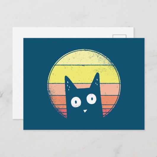 Retro Sunset Cat Briefkaart (Voorkant / Achterkant)