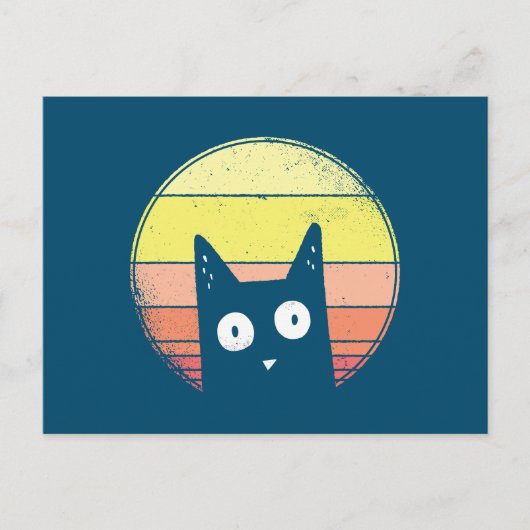 Retro Sunset Cat Briefkaart (Voorkant)