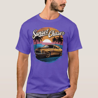 Retro Sunset Chaser Palmrees Auto familie familie T-shirt