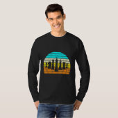 Retro Sunset Chess Silhouette Chess Player T-shirt (Voorkant volledig)