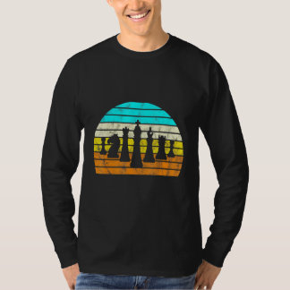Retro Sunset Chess Silhouette Chess Player T-shirt