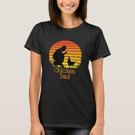  Retro Sunset Chicken Farmer T-shirt (Voorkant)