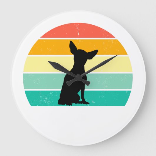 Retro Sunset Chihuahua Grote Klok (Voorkant)