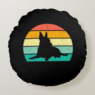 Retro Sunset Chihuahua Rond Kussen