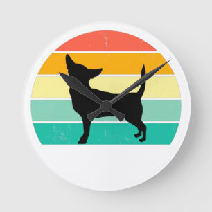 Retro Sunset Chihuahua Ronde Klok