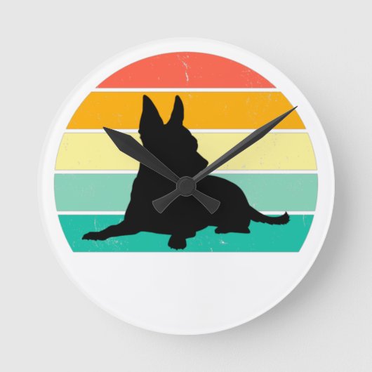 Retro Sunset Chihuahua Ronde Klok (Voorkant)