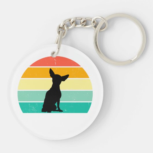 Retro Sunset Chihuahua Sleutelhanger (Achterkant)