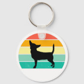 Retro Sunset Chihuahua Sleutelhanger (Voorkant)