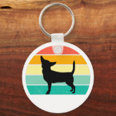 Retro Sunset Chihuahua Sleutelhanger (Voorkant)