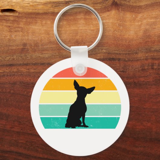 Retro Sunset Chihuahua Sleutelhanger (Achterkant)