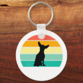 Retro Sunset Chihuahua Sleutelhanger (Voorkant)