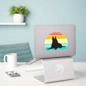 Retro Sunset Chihuahua Sticker (Laptop op bureau)