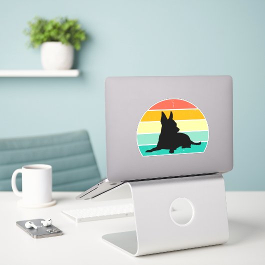 Retro Sunset Chihuahua Sticker (Laptop op bureau)