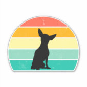 Retro Sunset Chihuahua Sticker (Voorkant)