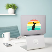 Retro Sunset Chihuahua Sticker (Laptop op bureau)
