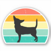 Retro Sunset Chihuahua Sticker (Voorkant)