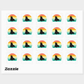 Retro Sunset Chihuahua Vierkante Sticker (Vel)