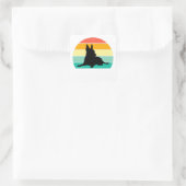 Retro Sunset Chihuahua Vierkante Sticker (Tas)