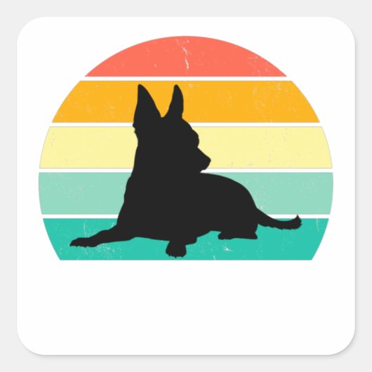 Retro Sunset Chihuahua Vierkante Sticker (Voorkant)