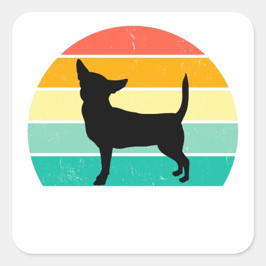 Retro Sunset Chihuahua Vierkante Sticker (Voorkant)