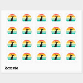Retro Sunset Chihuahua Vierkante Sticker (Vel)